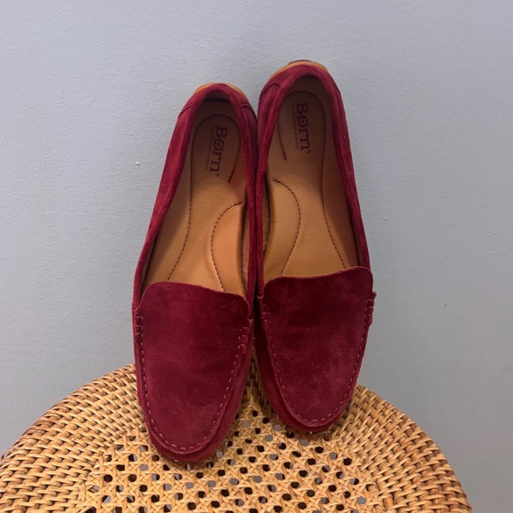 Born Burgundy Suede Loafers •Slip-on•8.5•preppy•casual•quiet luxury•scandi style - Picture 4 of 16